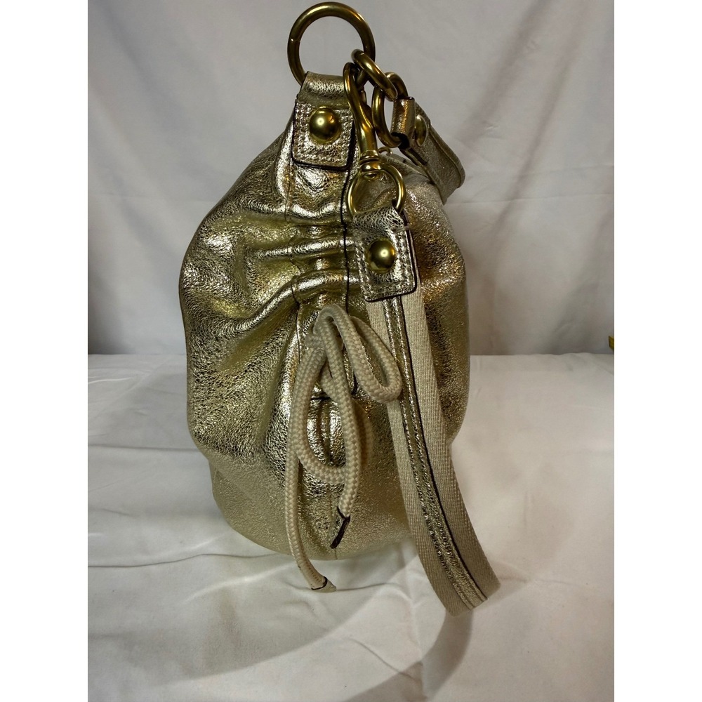 Coach Poppy Metallic Gold Leather Convertible Hobo Crossbody 20384 Y2K Bag - Picture 8 of 12